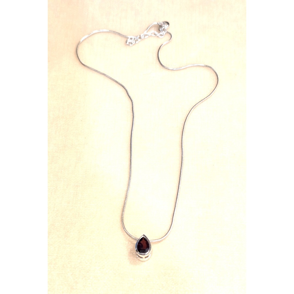 Necklace 925 Garnet Raindrop Dainty Teardrop Pendant on 925 Chain